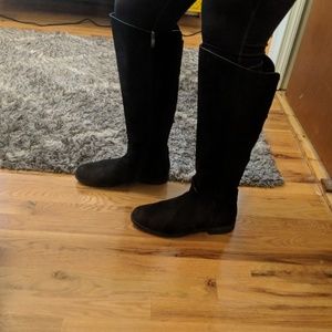Franco Sarto Black Suede Knee High Wide Calf Boots